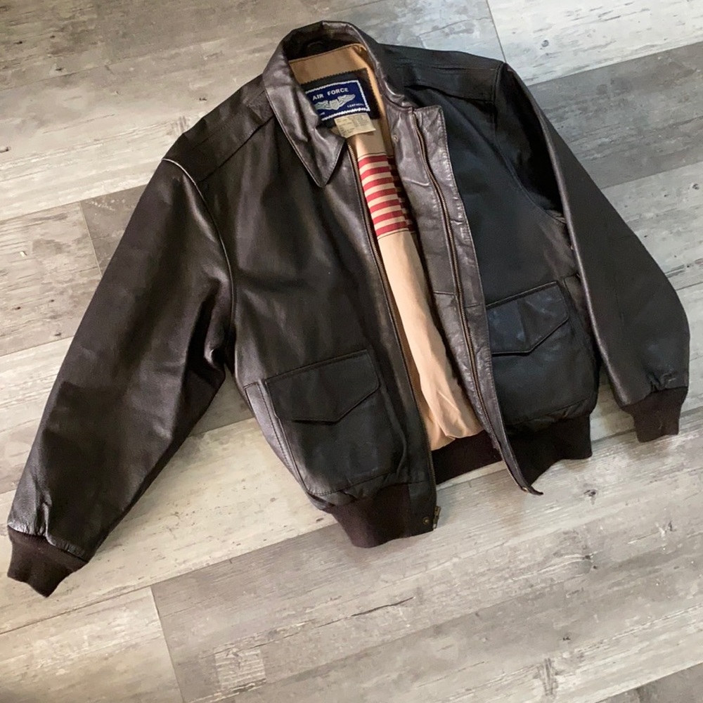 Men’s Genuine Leather Air Force Airborne Leathers Bomber Jacket Size S